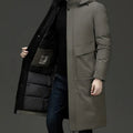 Men's Insulated Hooded Long Puffer Winter Coat - Gray