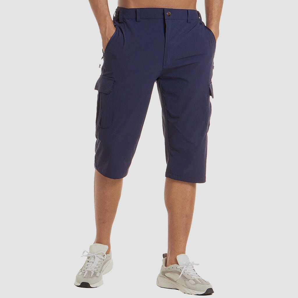 Men's Knee-Length Button-Front Cargo Shorts - Dark Blue