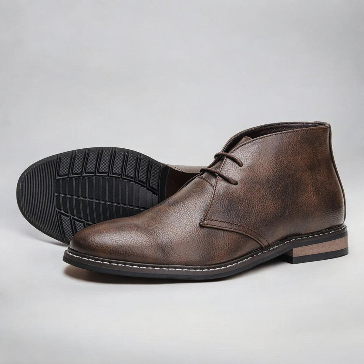 Men's Lace-Up Chukka Ankle Boots Faux Leather