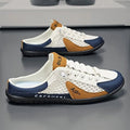 Men's Lace-Up Half-Shoe Breathable Mesh Backless Sneaker Mules - Beige