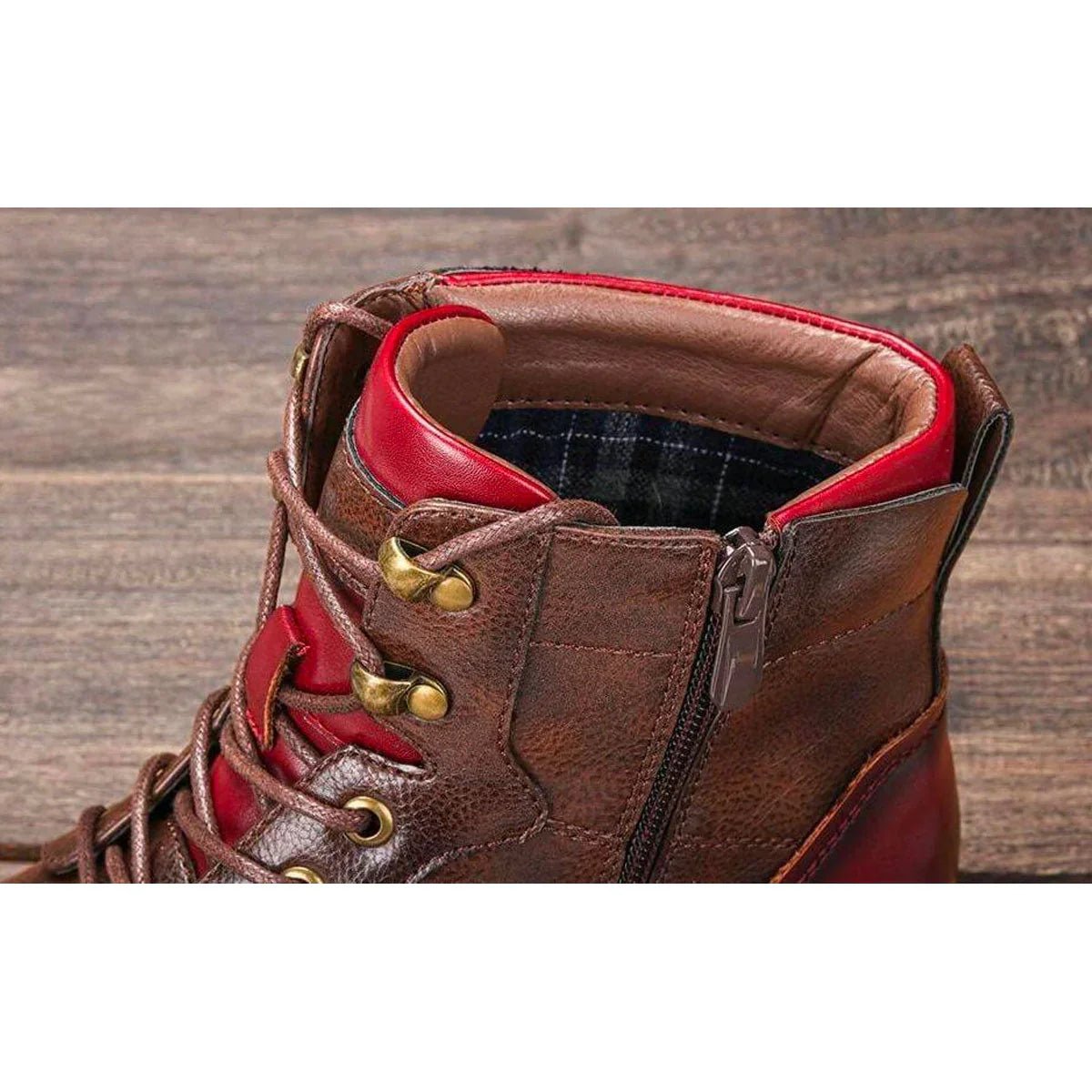 Men's Leather Cap-Toe Lace-Up Side-Zip Oxford Boots