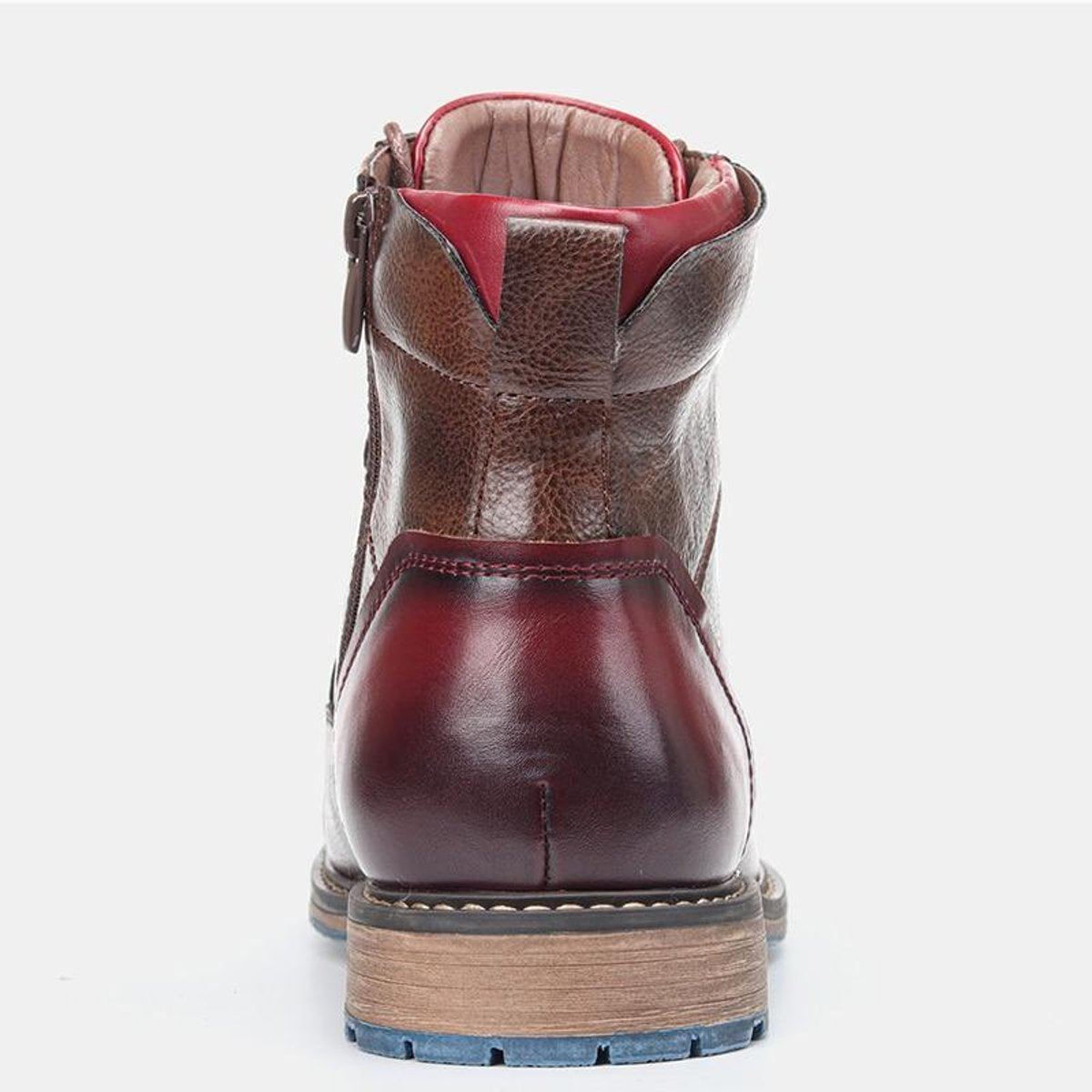 Men's Leather Cap-Toe Lace-Up Side-Zip Oxford Boots