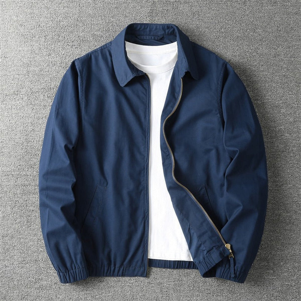 Men's Lightweight Zip-Up Bomber Jacket Elasticated Hem - Navy
