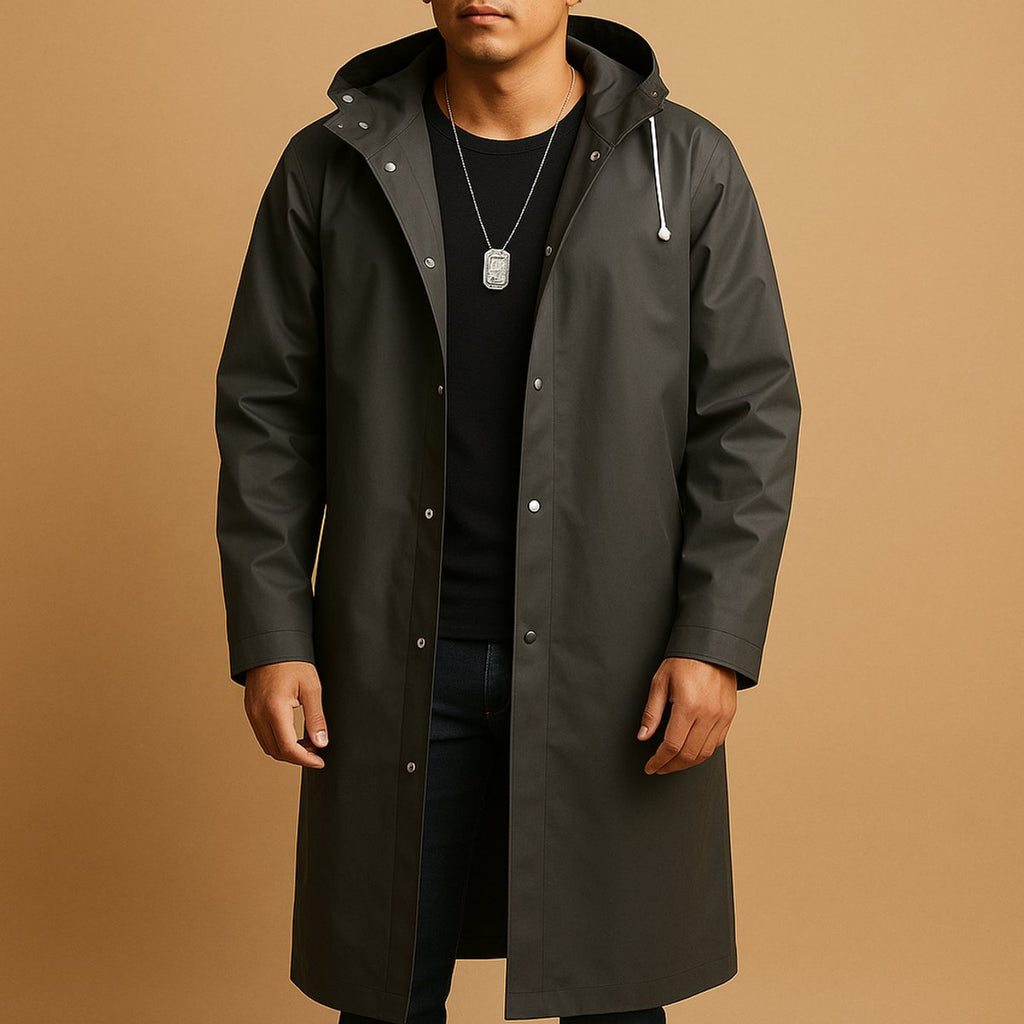 Men's Long Hooded Waterproof EVA Rain Jacket