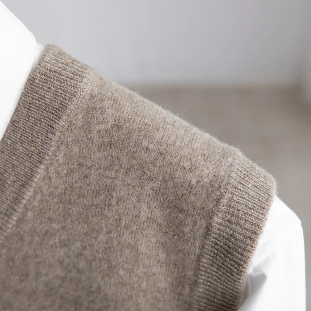Mens Merino Wool V-Neck Sweater Vest Layering Knit
