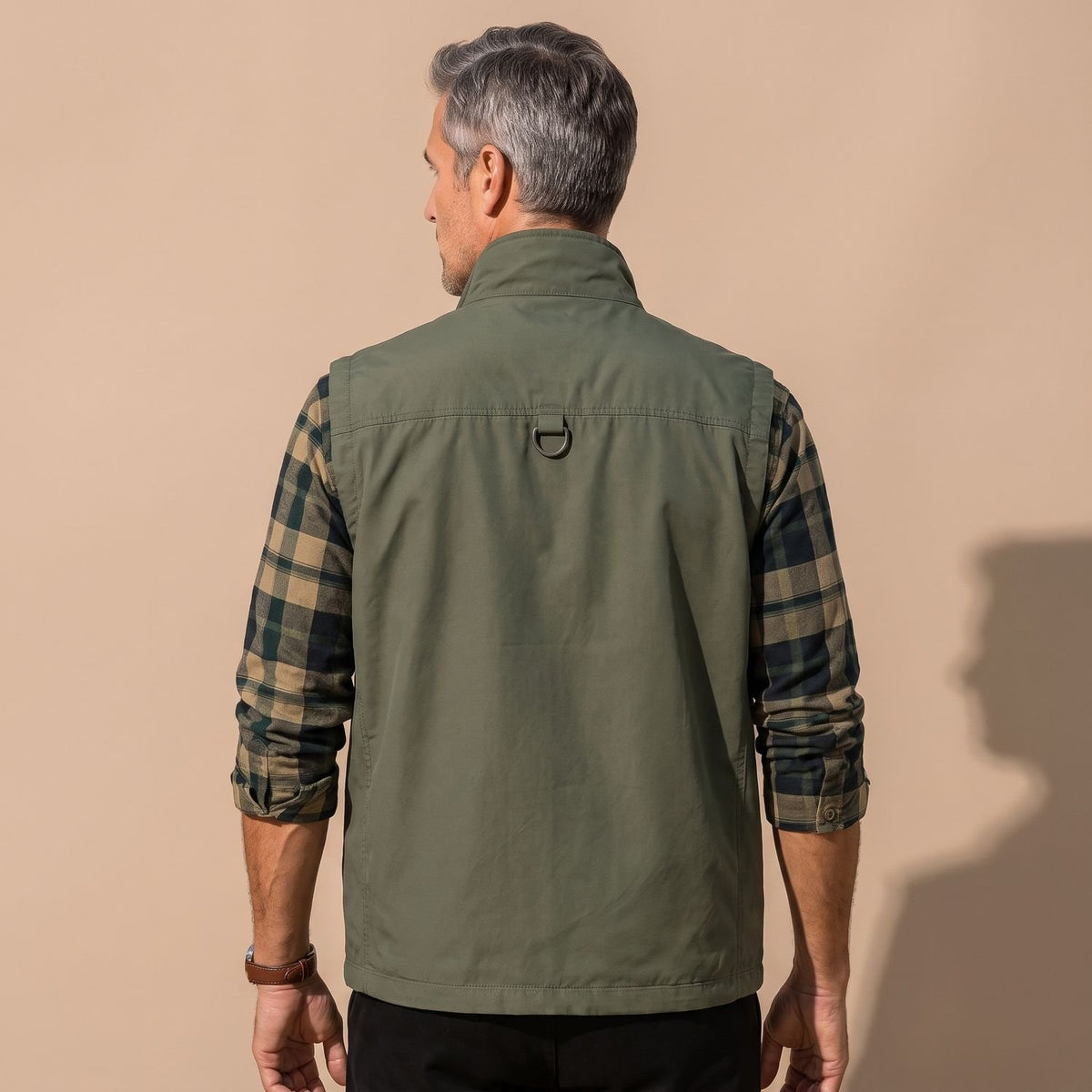 Men's Multi-Pocket Utility Zip-Up Outdoor Vest