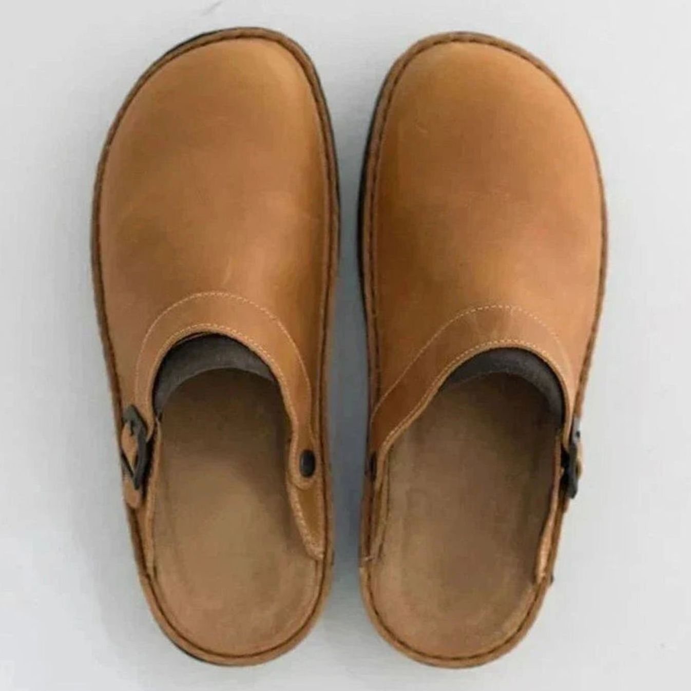 Men's Orthopedic Buckle Leather Slip-On Clogs