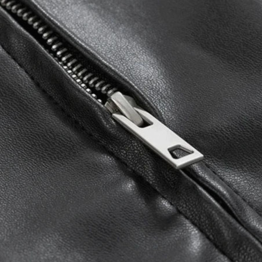 Men's Oversized Faux Leather Zip-Up Bomber Jacket