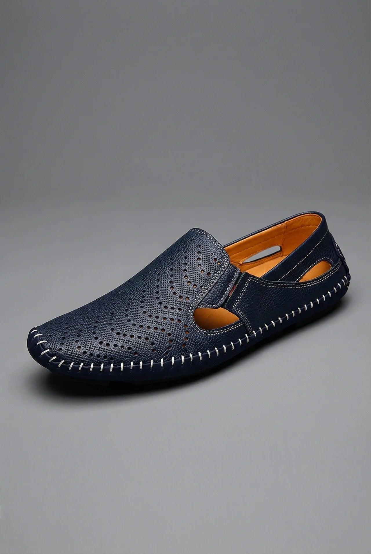 Men's Perforated Slip-On Breathable Hand-Stitched Loafers
