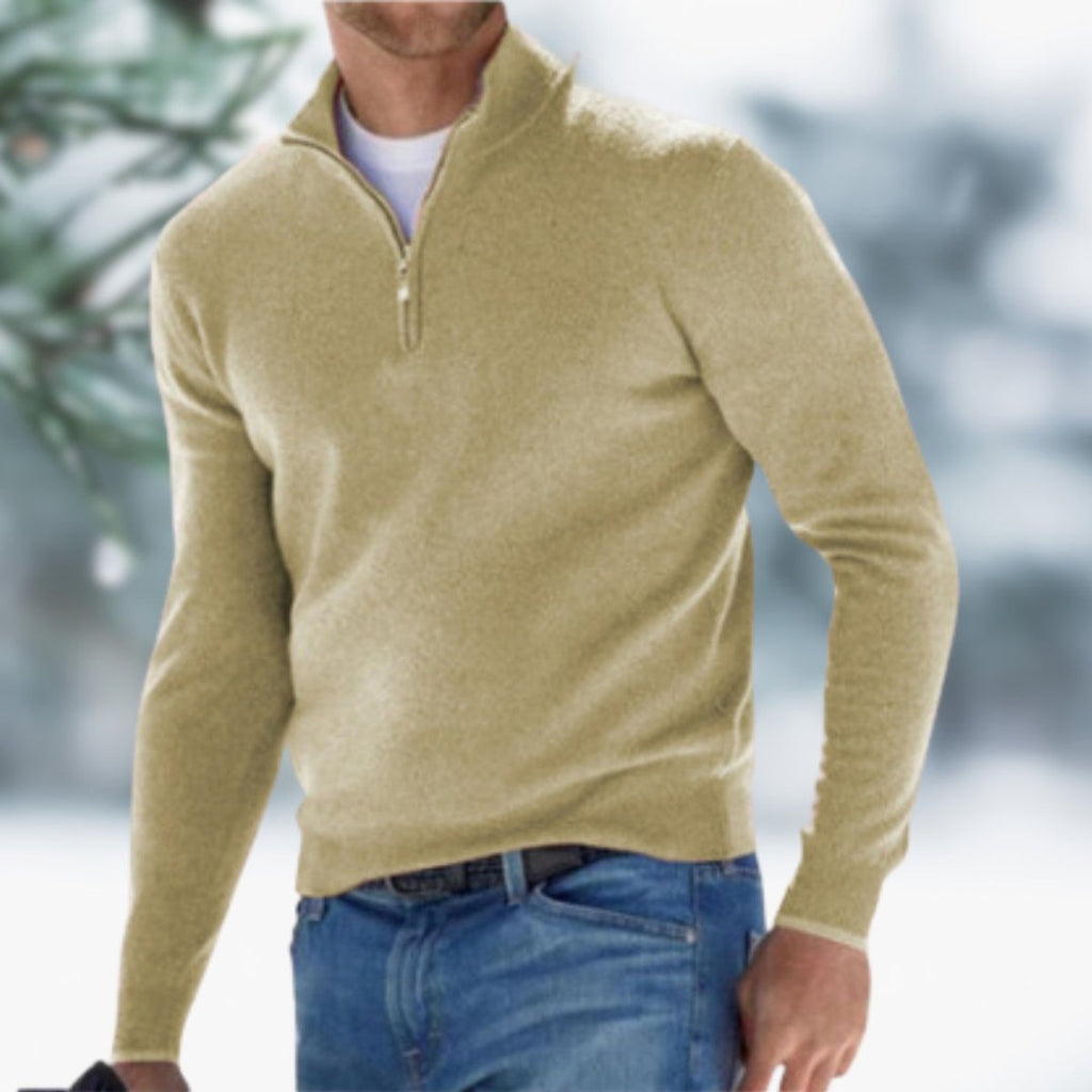 Men's Quarter-Zip Knit Sweater Long Sleeve Pullover