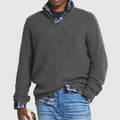 Men's Quarter-Zip Ribbed Knit Sweater Pullover - Gray