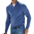 Men's Quarter-Zip Ribbed Knit Sweater Pullover - Blue
