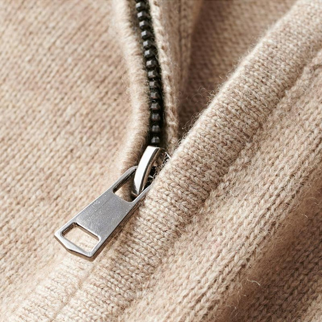 Men's Quarter-Zip Ribbed Knit Sweater Pullover