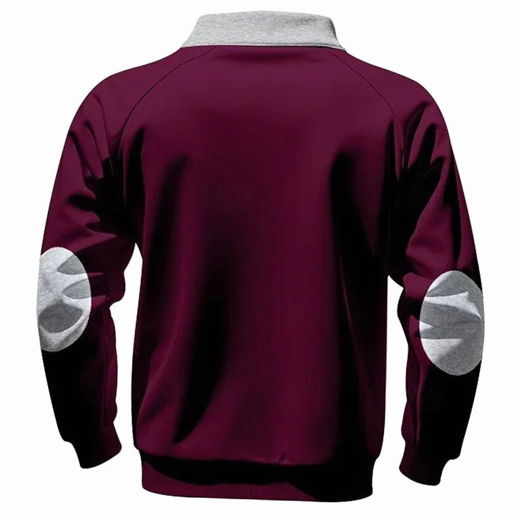 Men's Quarter-Zip Stand-Collar Pullover Sweatshirt
