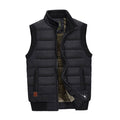 Men's Quilted Fleece-Lined Stand-Collar Puffer Vest - Black