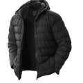 Men's Quilted Hooded Coated Puffer Jacket - Black
