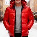 Men's Quilted Hooded Insulated Puffer Jacket - Red
