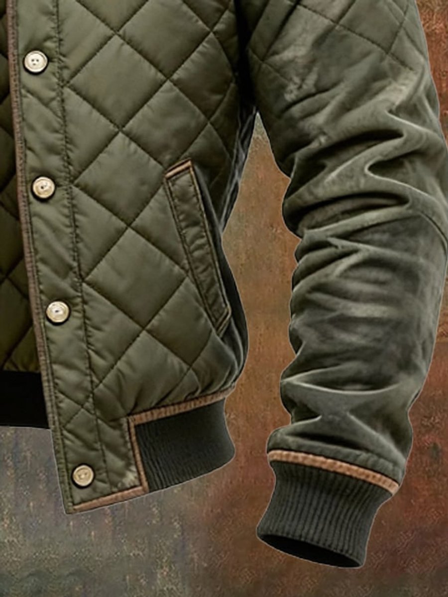 Men's Quilted Jacket Insulated Stand Collar Bomber