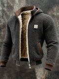 Mens Quilted Jacket Sherpa Fleece Lined Hooded Full-Zip - Gray