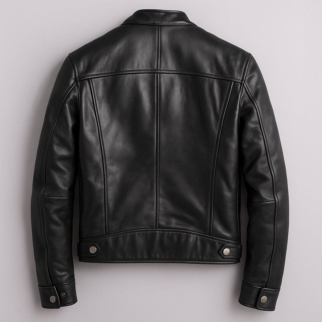 Mens Quilted Jacket Vintage Leather Biker Full-Zip