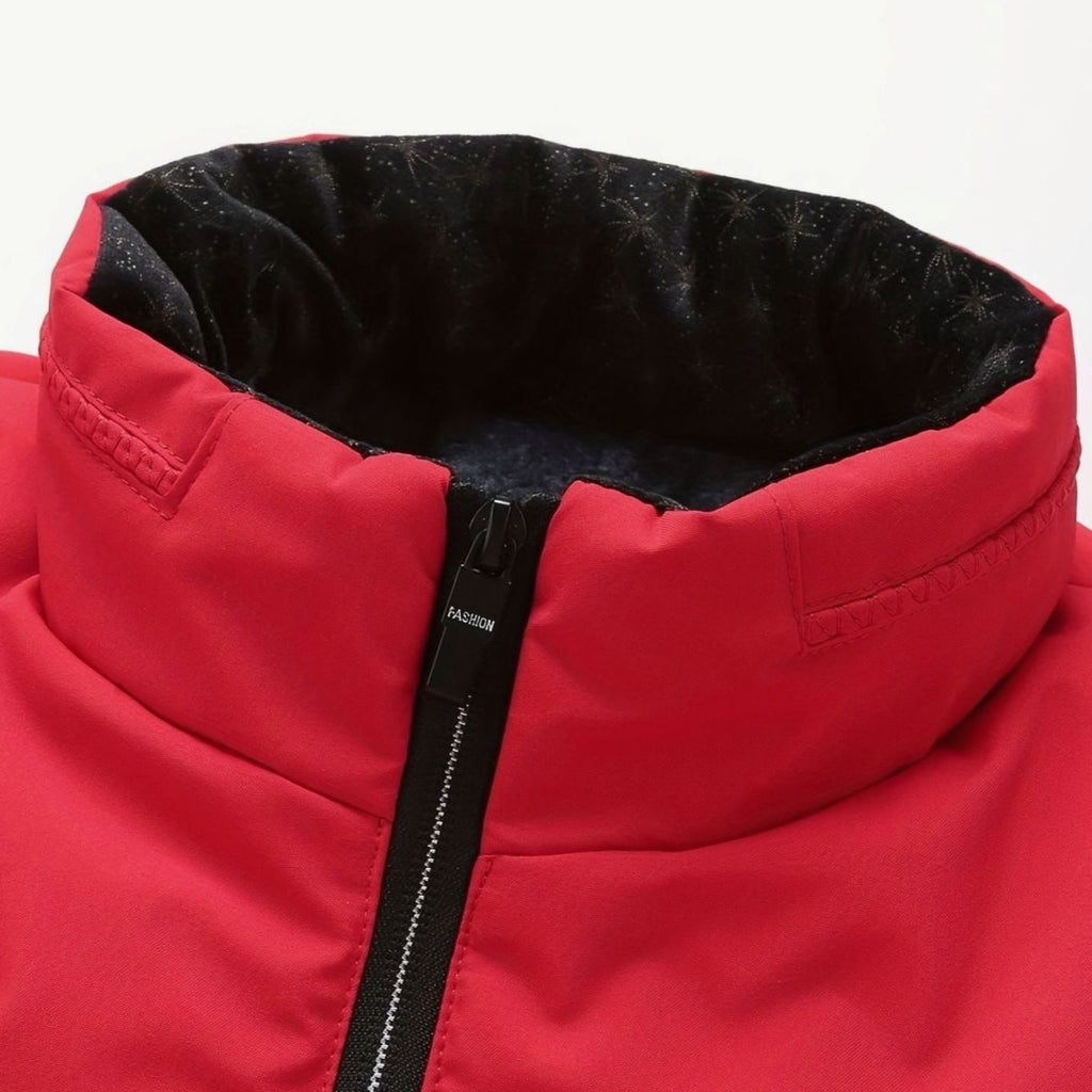 Men's Quilted Padded Stand-Collar Zip-Through Puffer Coat