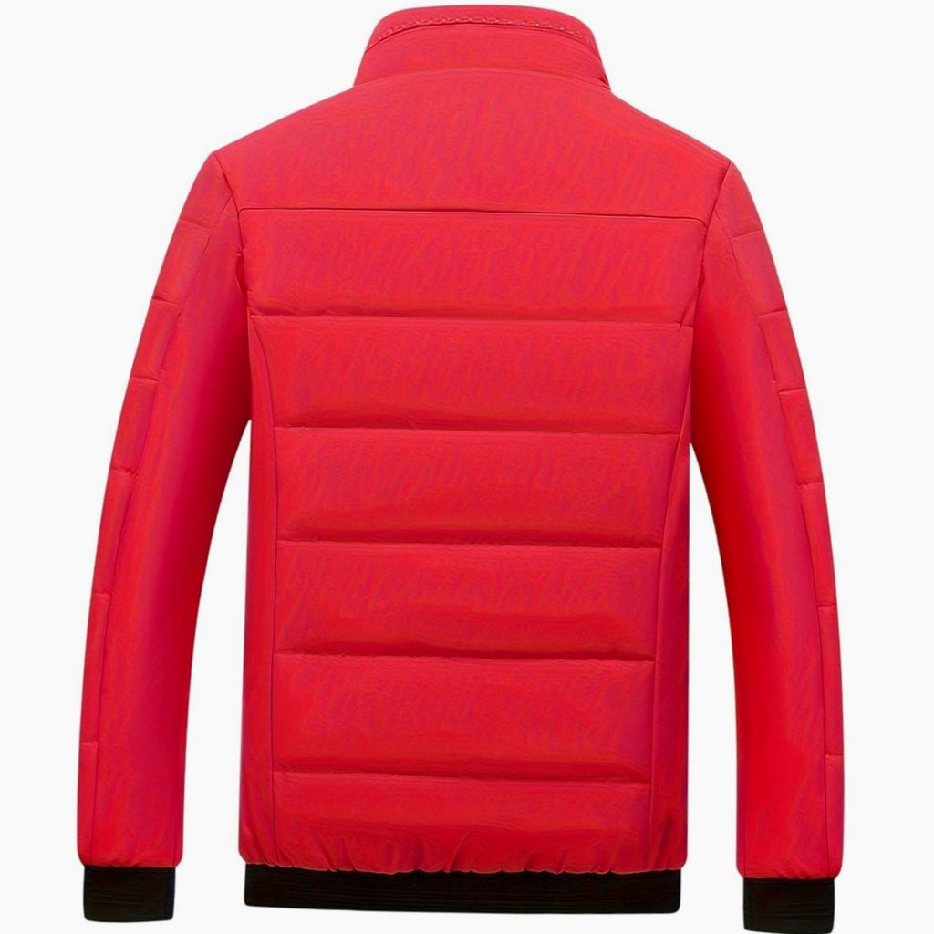Men's Quilted Padded Stand-Collar Zip-Through Puffer Coat