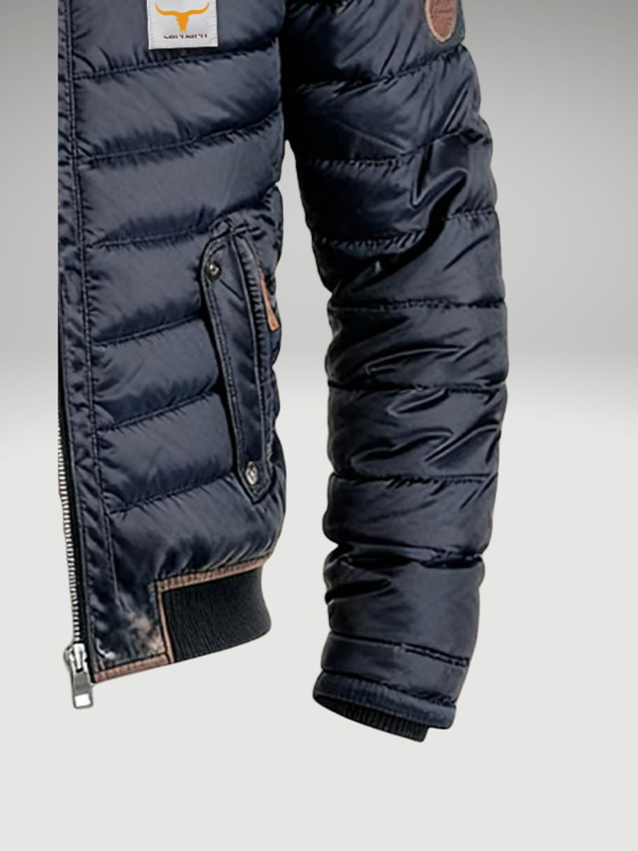 Mens Quilted Puffer Jacket Stand Collar Full Zip