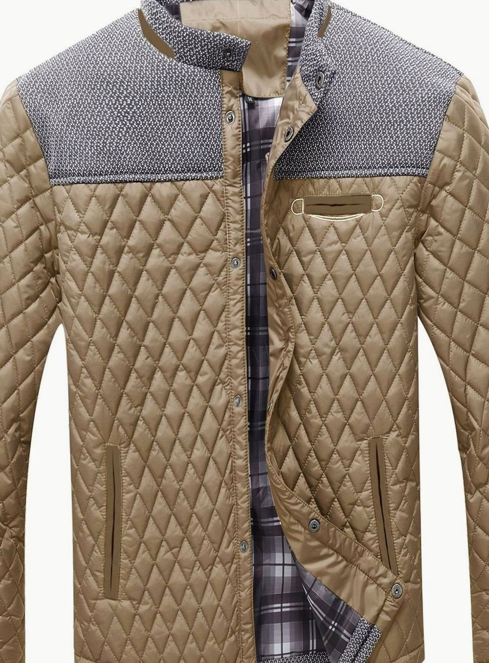 Men's Quilted Stand-Collar Button-Front Jacket