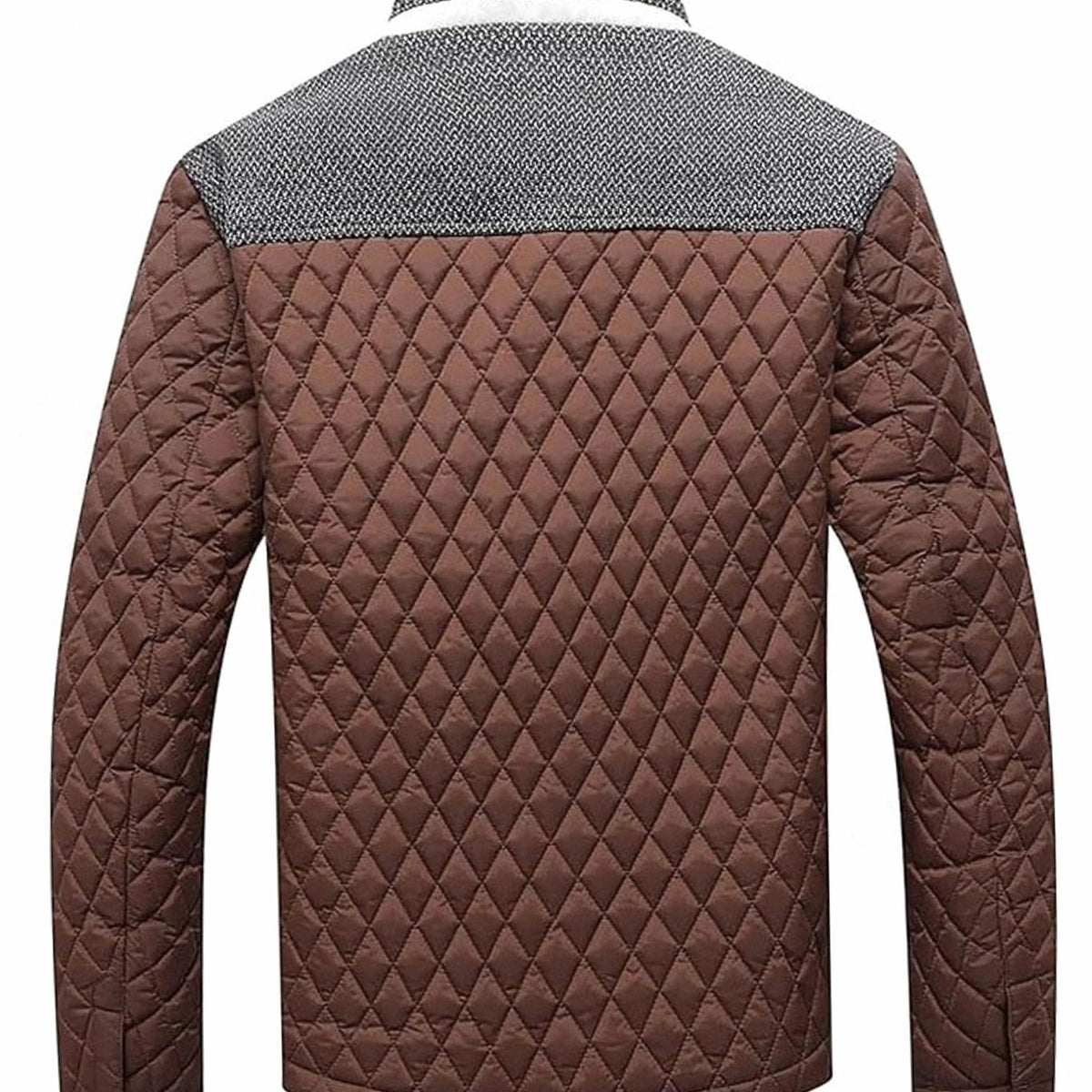 Men's Quilted Stand-Collar Button-Front Jacket, Khaki