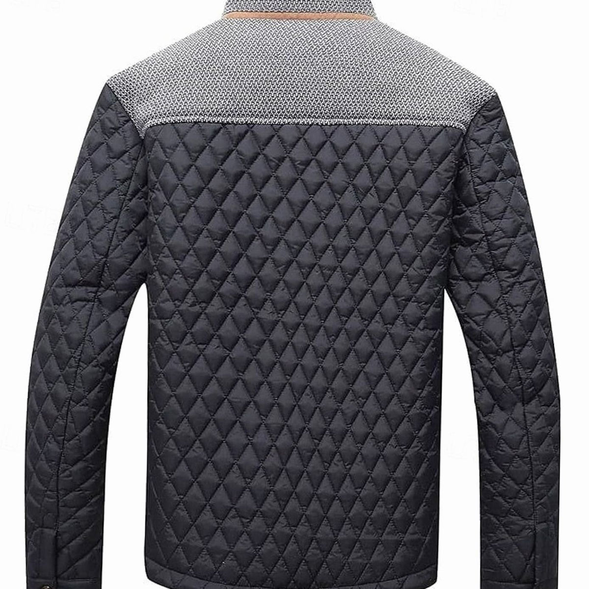 Men's Quilted Stand-Collar Button-Front Jacket, Khaki