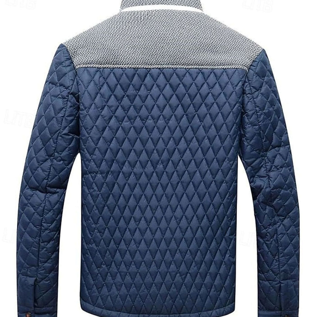 Men's Quilted Stand-Collar Button-Front Jacket, Khaki