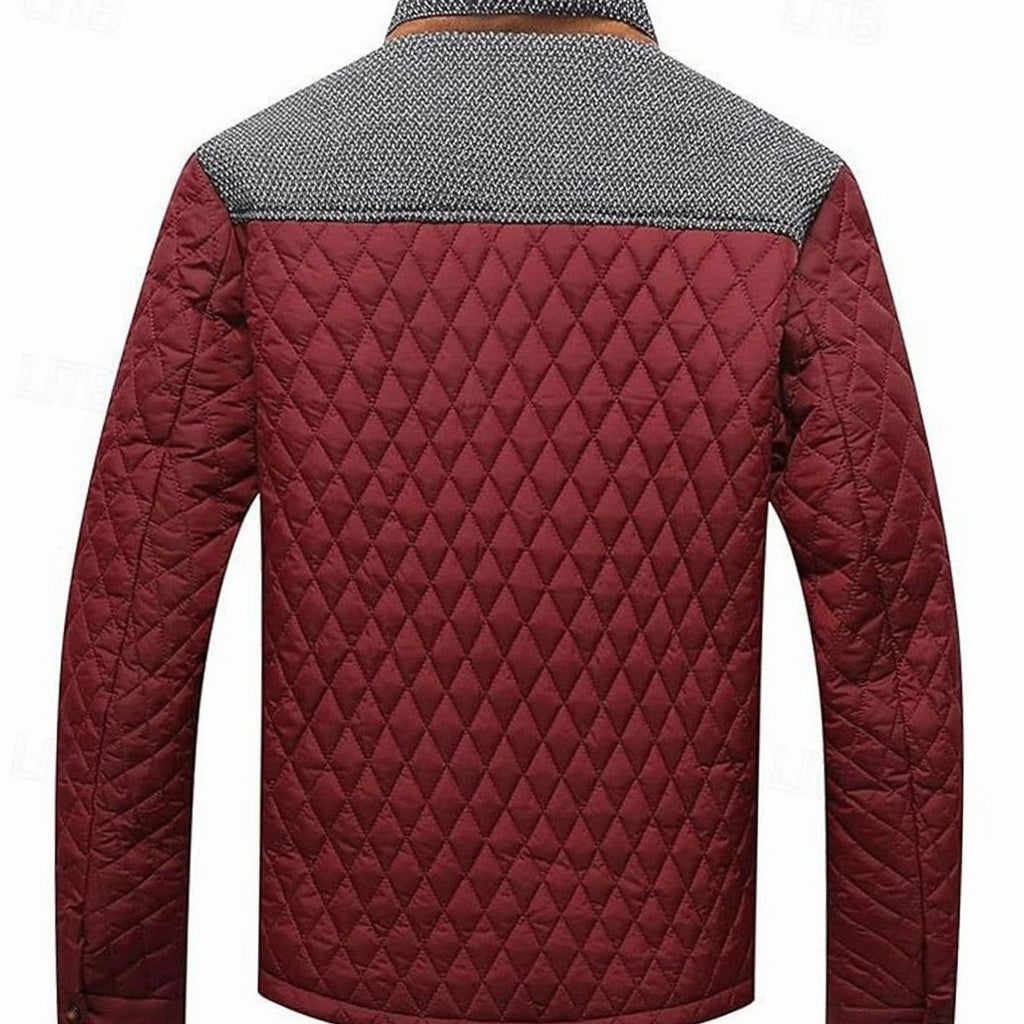 Men's Quilted Stand-Collar Button-Front Jacket, Khaki