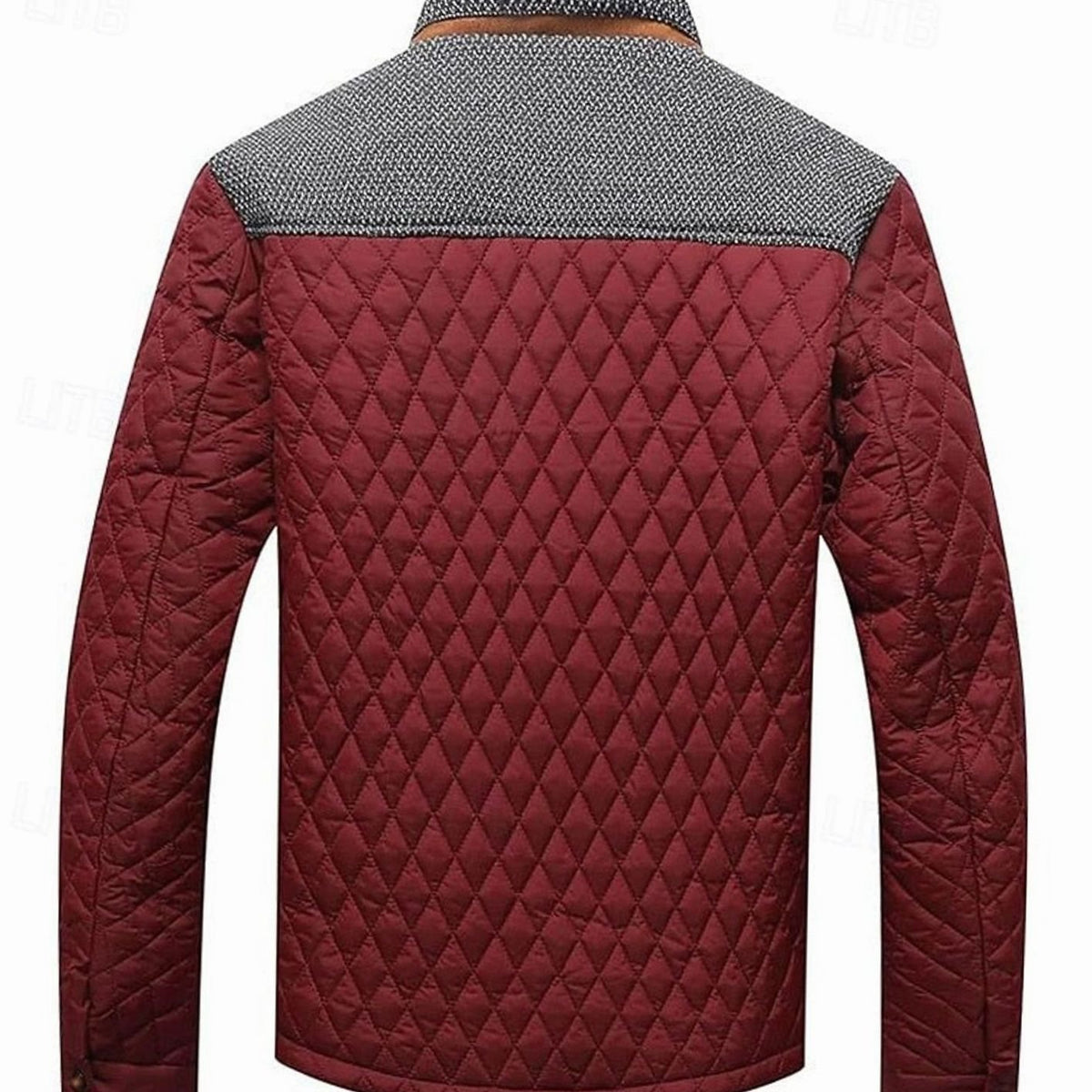 Men's Quilted Stand-Collar Button-Front Jacket, Khaki
