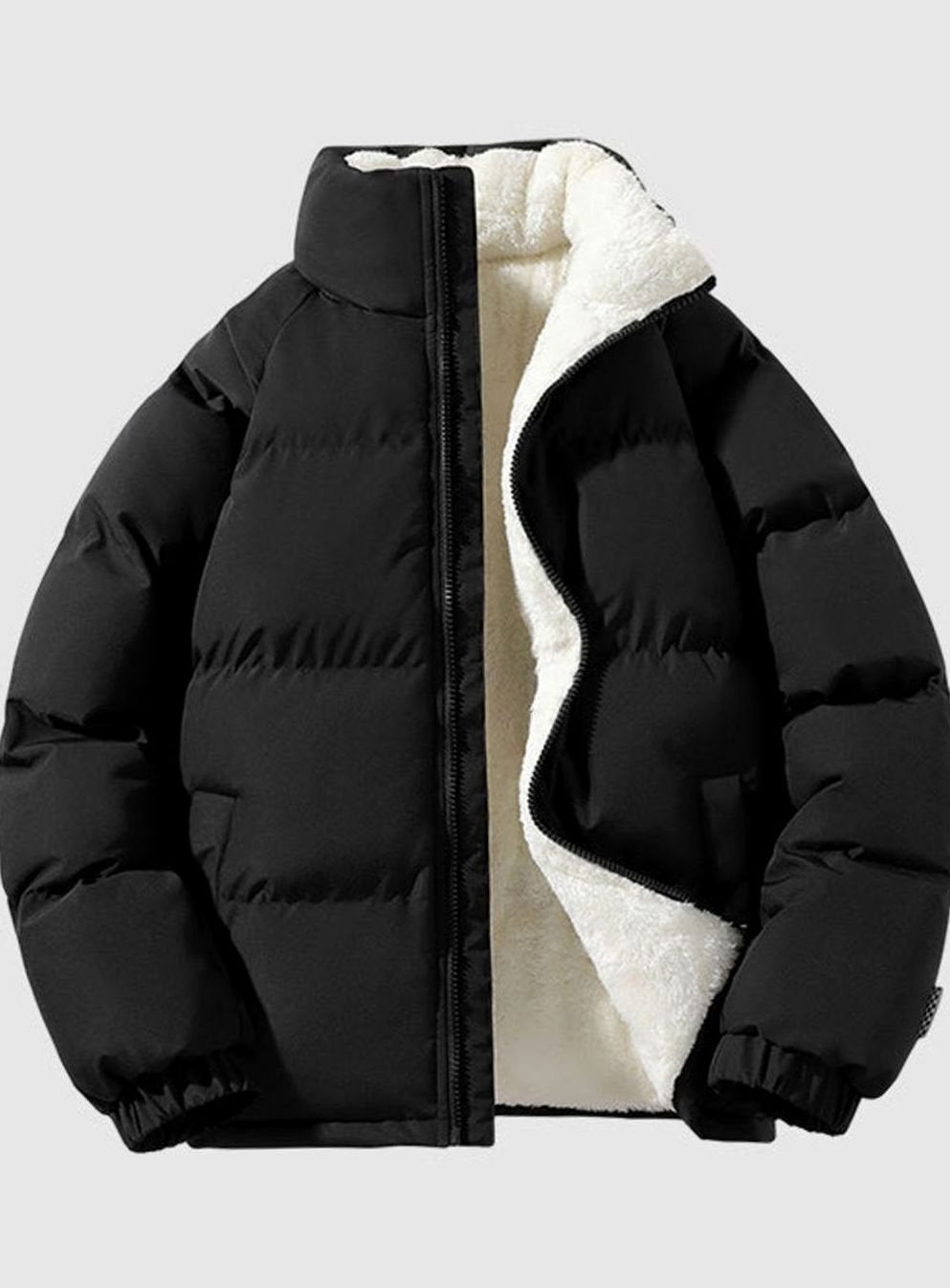 Men's Quilted Zip-Up Insulated Puffer Jacket High Funnel Neck