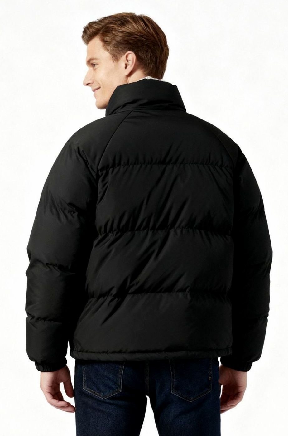 Men's Quilted Zip-Up Insulated Puffer Jacket High Funnel Neck