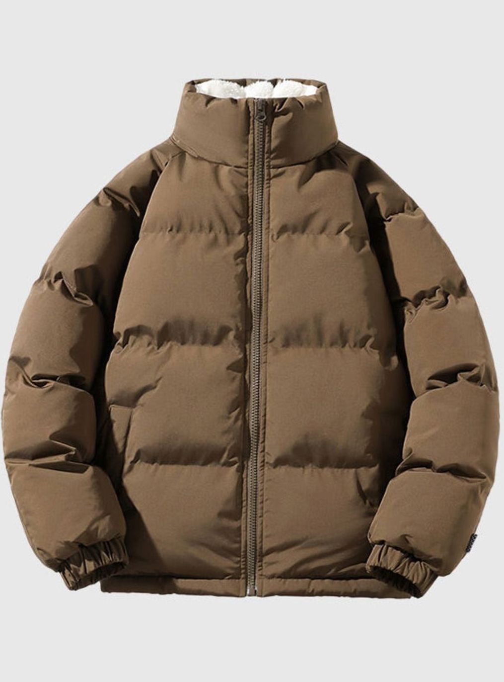 Men's Quilted Zip-Up Insulated Puffer Jacket High Funnel Neck