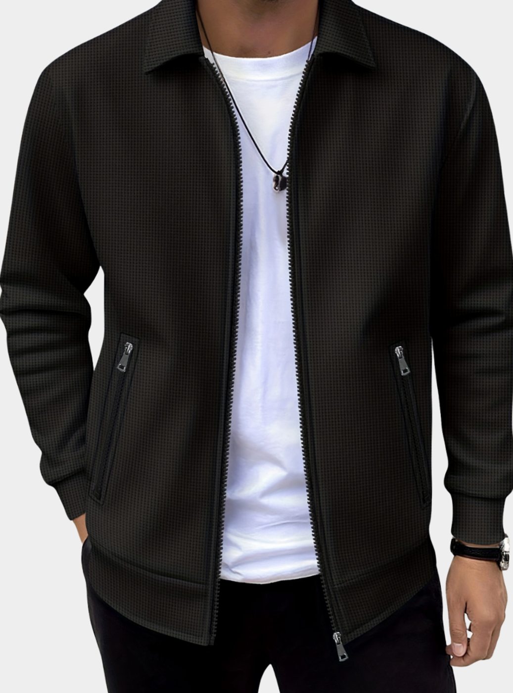 Men's Relaxed-Fit Full-Zip Collared Jacket Coat