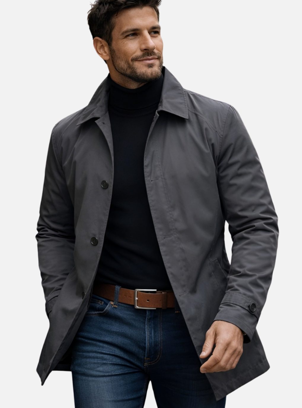 Men's Relaxed-Fit Longline Button-Front Coat