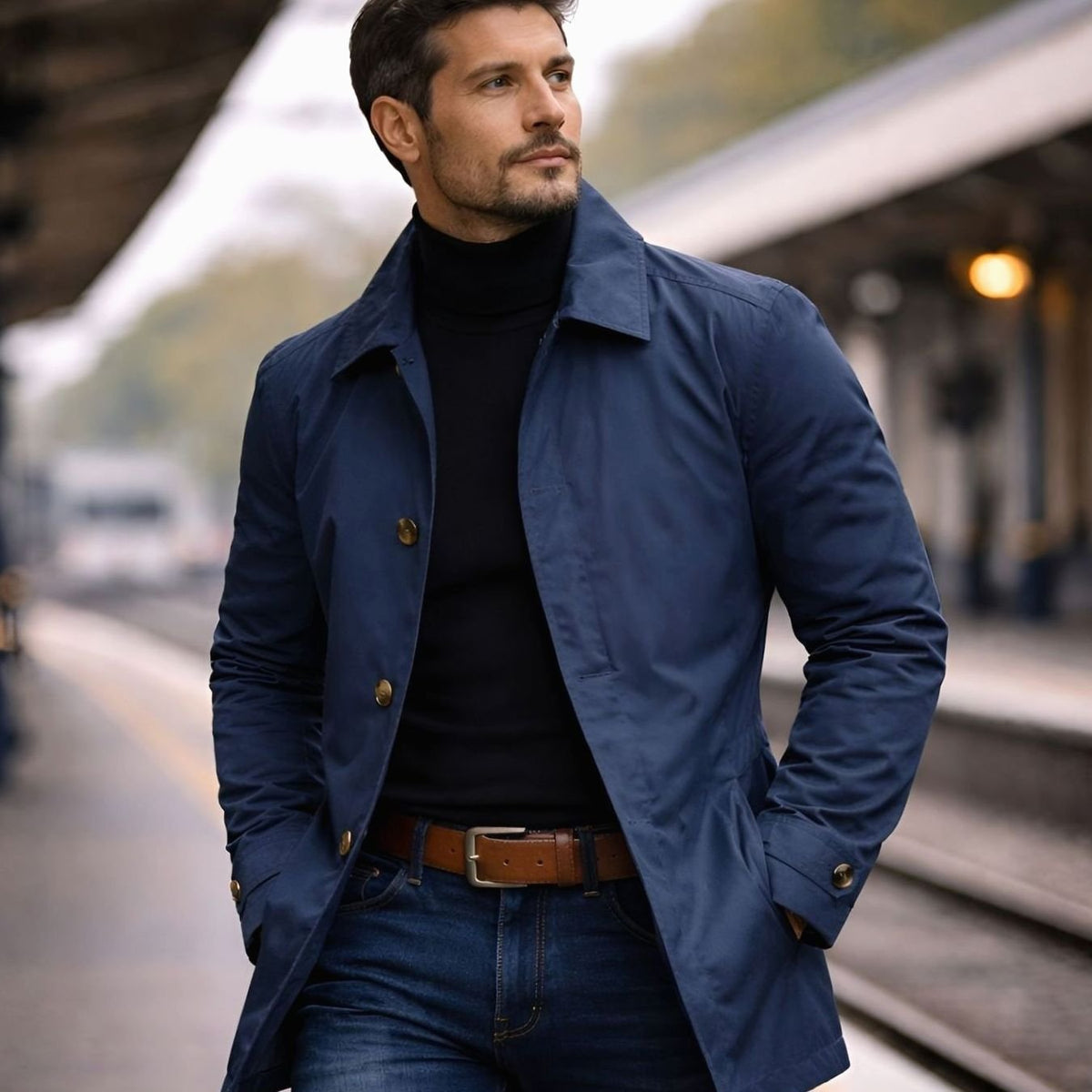 Men's Relaxed-Fit Longline Button-Front Coat