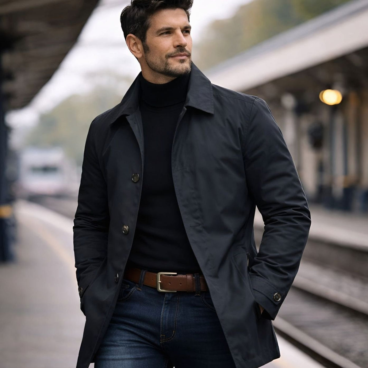 Men's Relaxed-Fit Longline Button-Front Coat