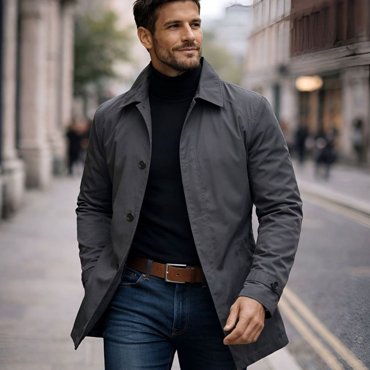 Men's Relaxed-Fit Longline Button-Front Coat