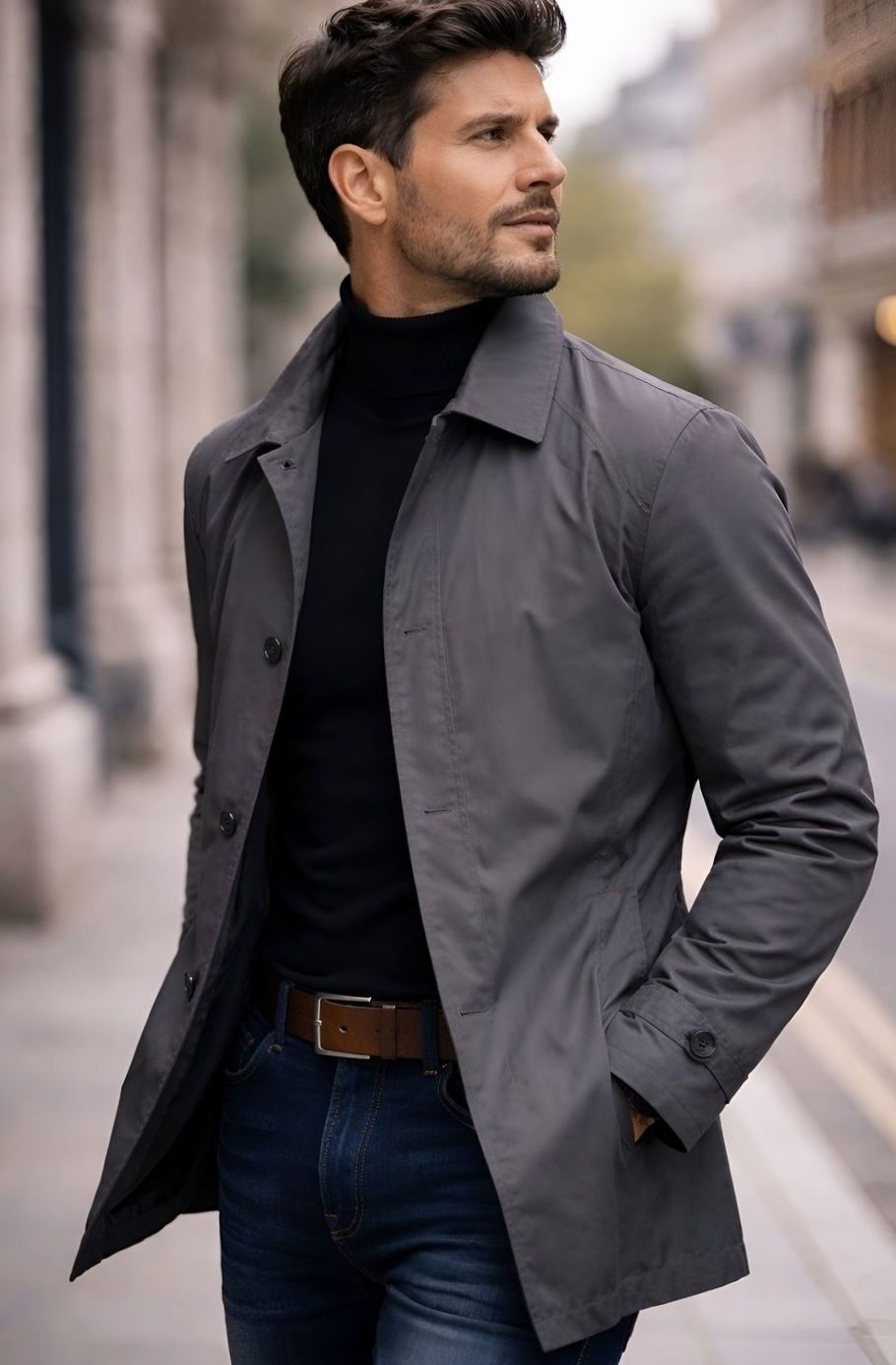 Men's Relaxed-Fit Longline Button-Front Coat