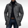 Men's Relaxed-Fit Longline Button-Front Coat - Gray