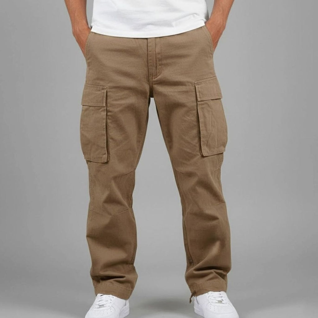 Men's Relaxed-Fit Streetwear Cargo Pants Multi-Pocket - Brown