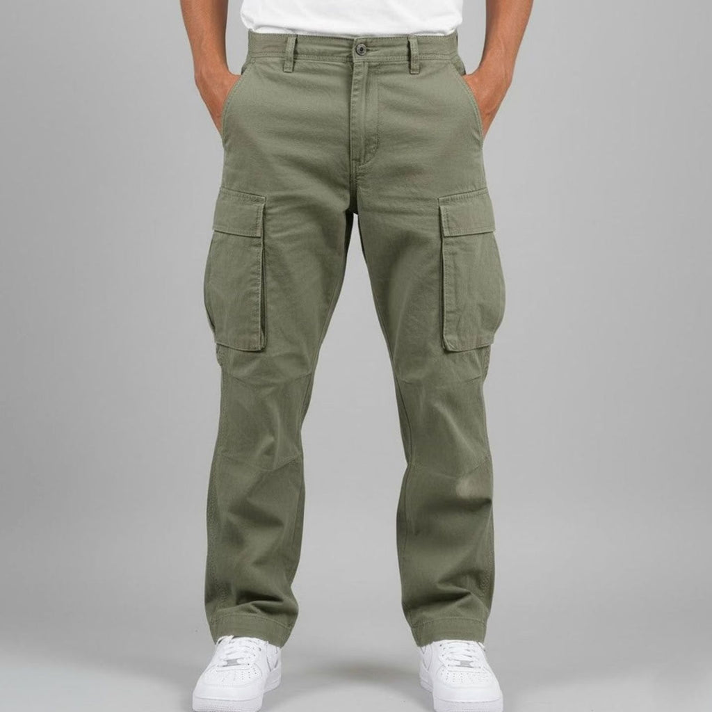 Men's Relaxed-Fit Streetwear Cargo Pants Multi-Pocket - Dark Green