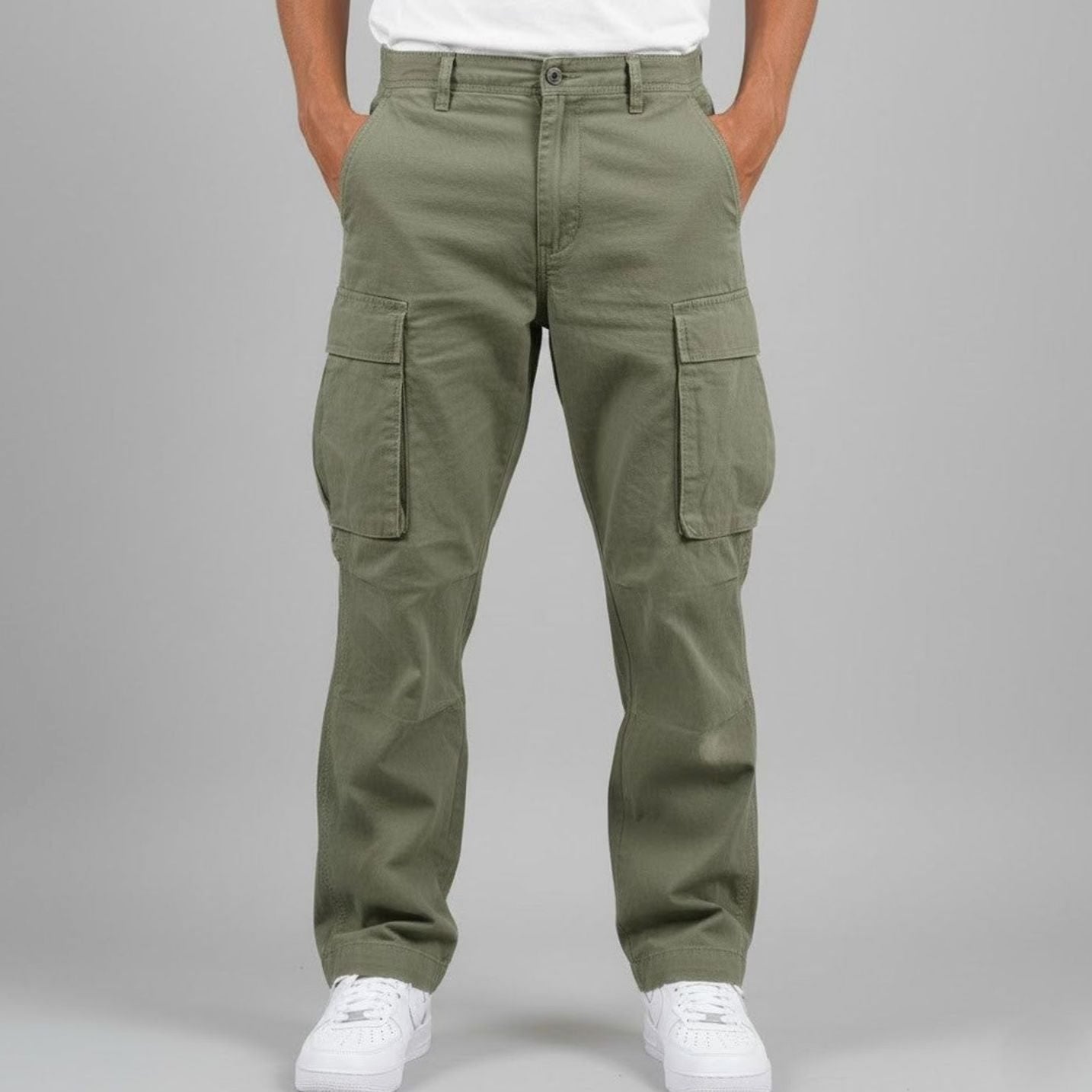 Men's Relaxed-Fit Streetwear Cargo Pants Multi-Pocket - Dark Green