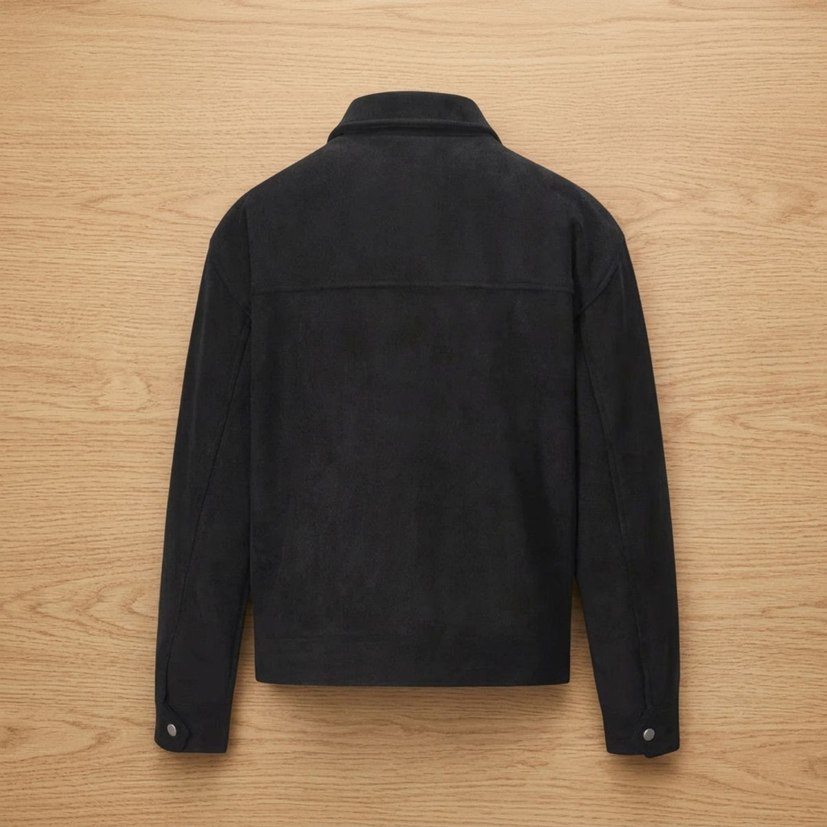 Men's Relaxed-Fit Zip-Up Notch-Lapel Longline Suede Jacket