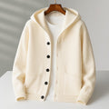 Men's Ribbed Hooded Button-Front Knit Cardigan - White