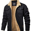Men's Sherpa-Lined Fleece Relaxed-Fit Winter Jacket - Black