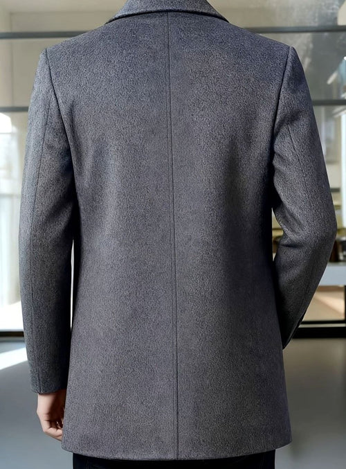 Men's Single-Breasted Wool Overcoat Classic Collar Topcoat